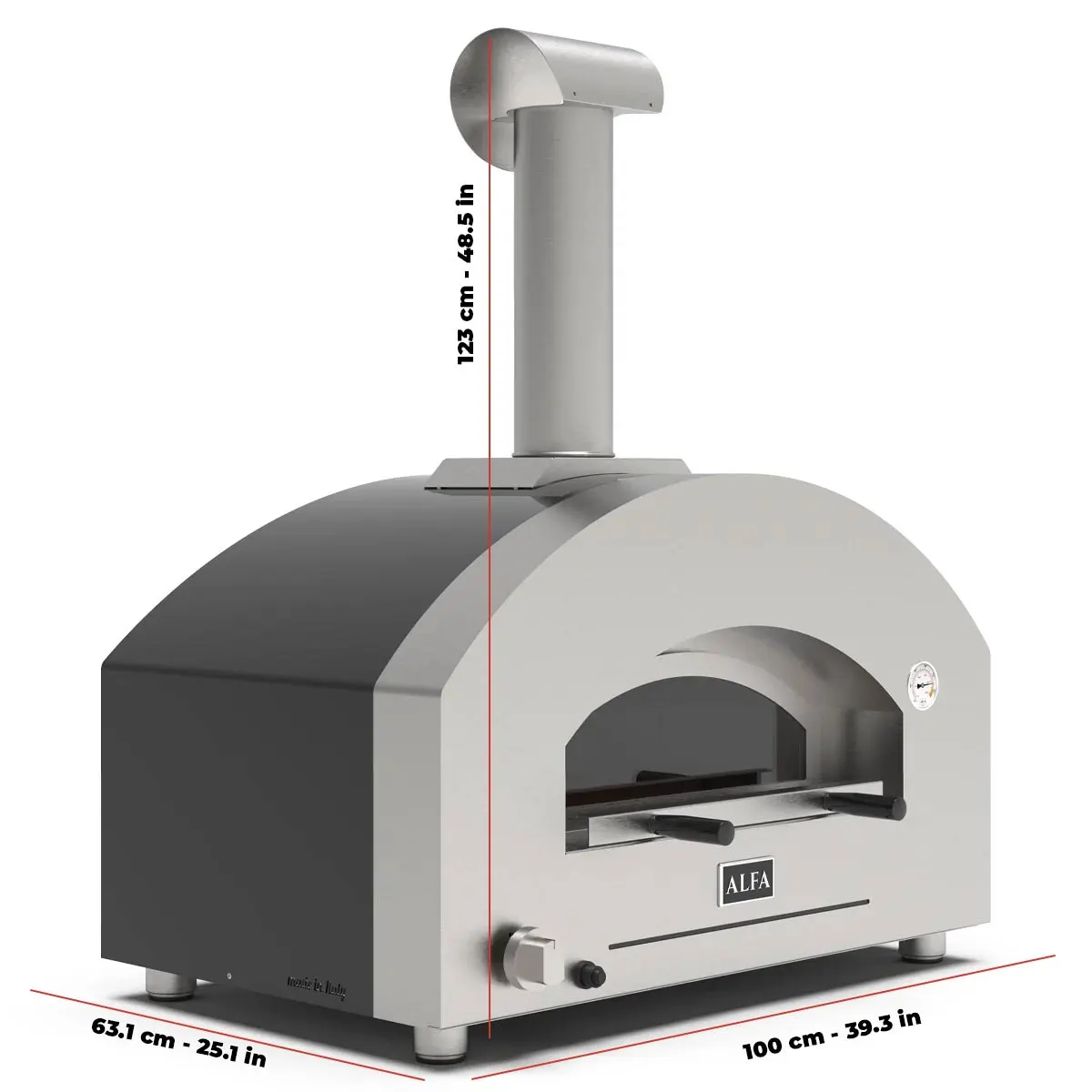 Alfa Forni Futuro 2 Pizze, Gas/Hybrid, Silber Schwarz - Image 2