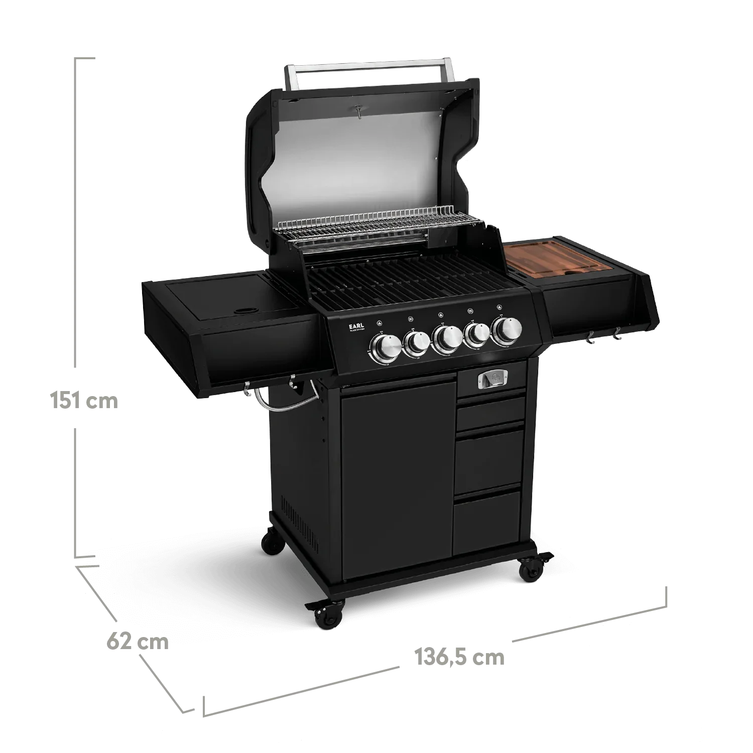 Burnhard EARL Premium-Gasgrill 3-Brenner Black Edition mit Edelstahlrost - Image 3