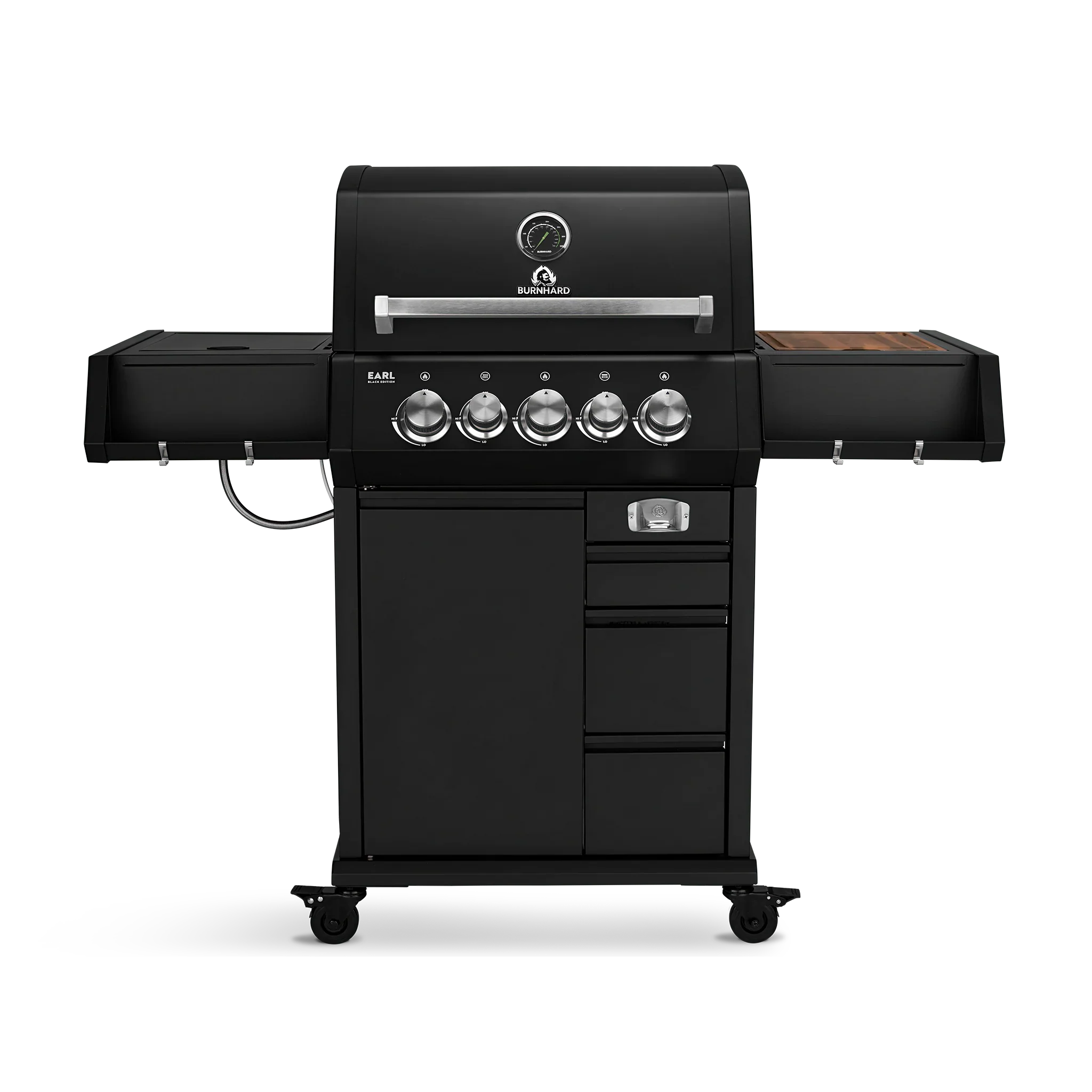Burnhard EARL Premium-Gasgrill 3-Brenner Black Edition mit Gusseisenrost