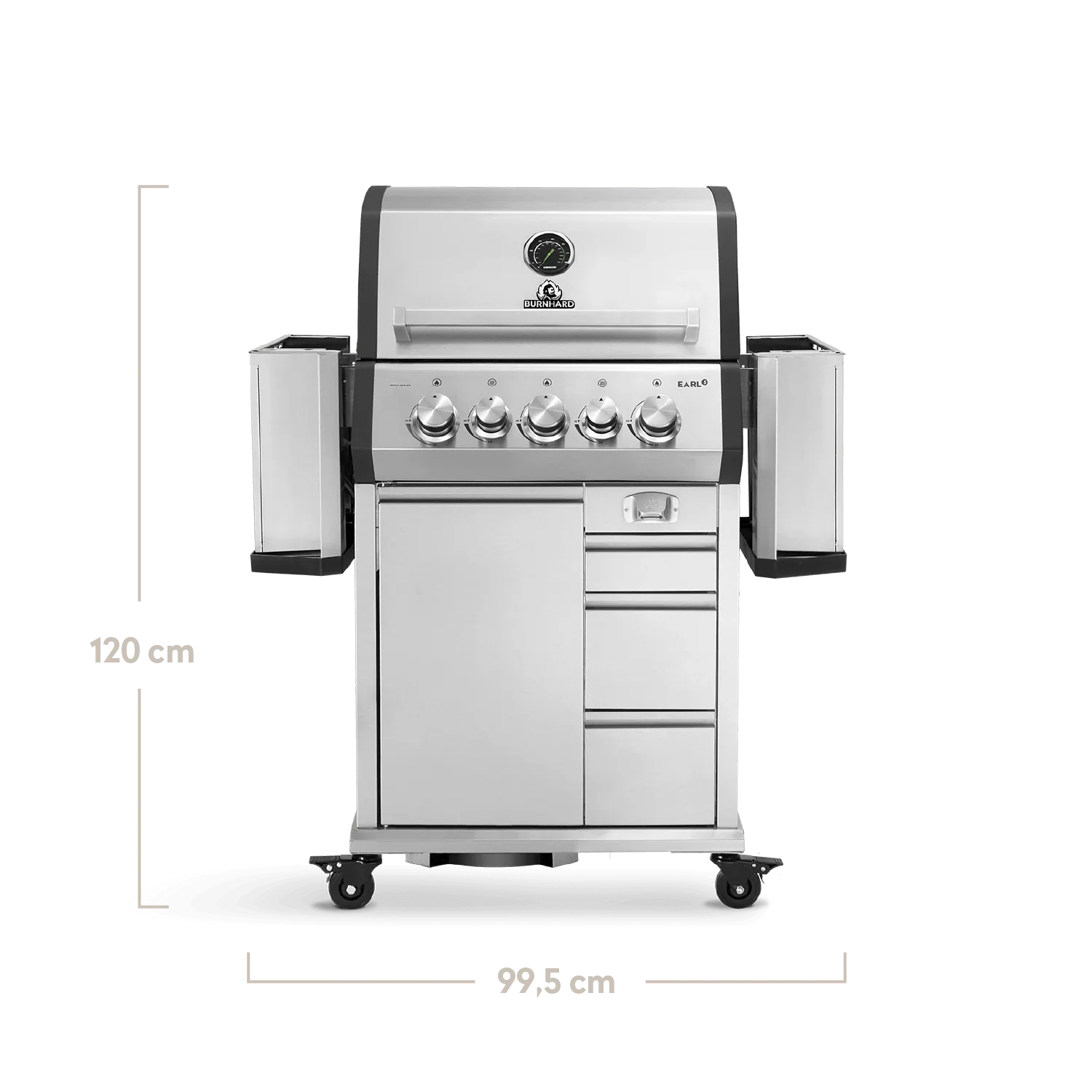 Burnhard EARL Premium-Gasgrill 3-Brenner Edelstahl mit Gusseisenrost - Image 3