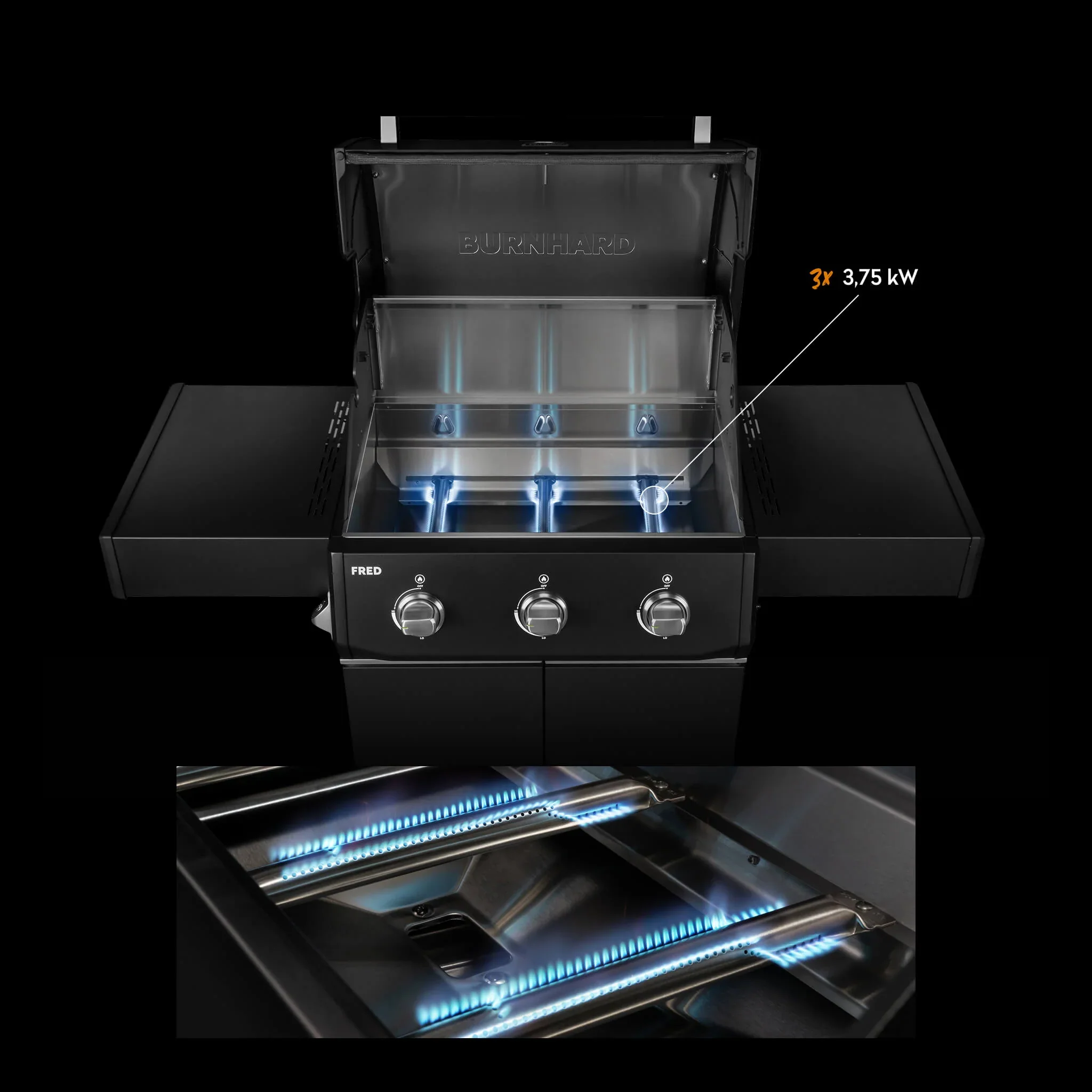 Burnhard FRED Base Gasgrill 3-Brenner mit Edelstahlrost Series 4 - Image 2