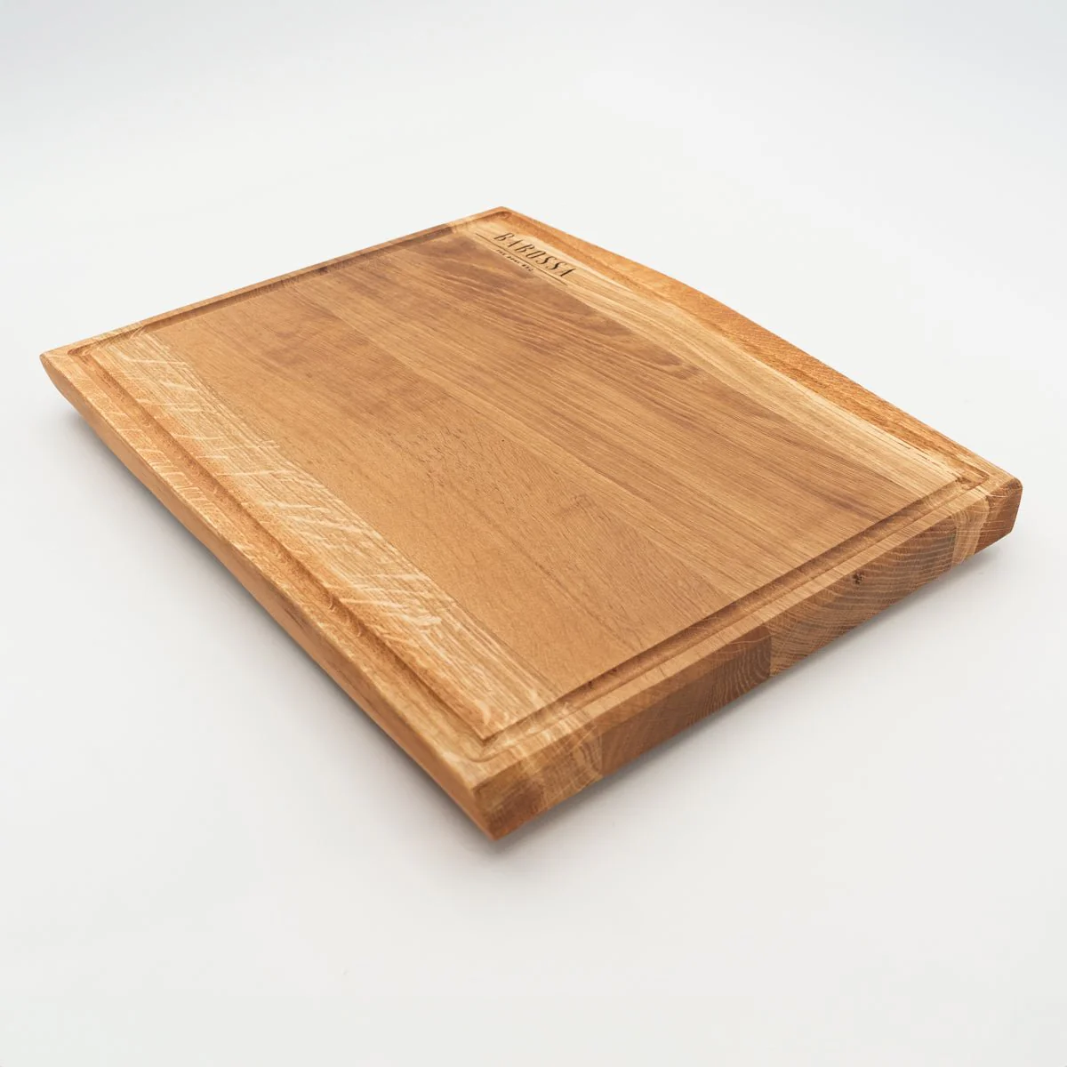 BABOSSA | Eichen Schneidebrett L | Naturkante | Saftrille | 44,5x35x4,5 cm