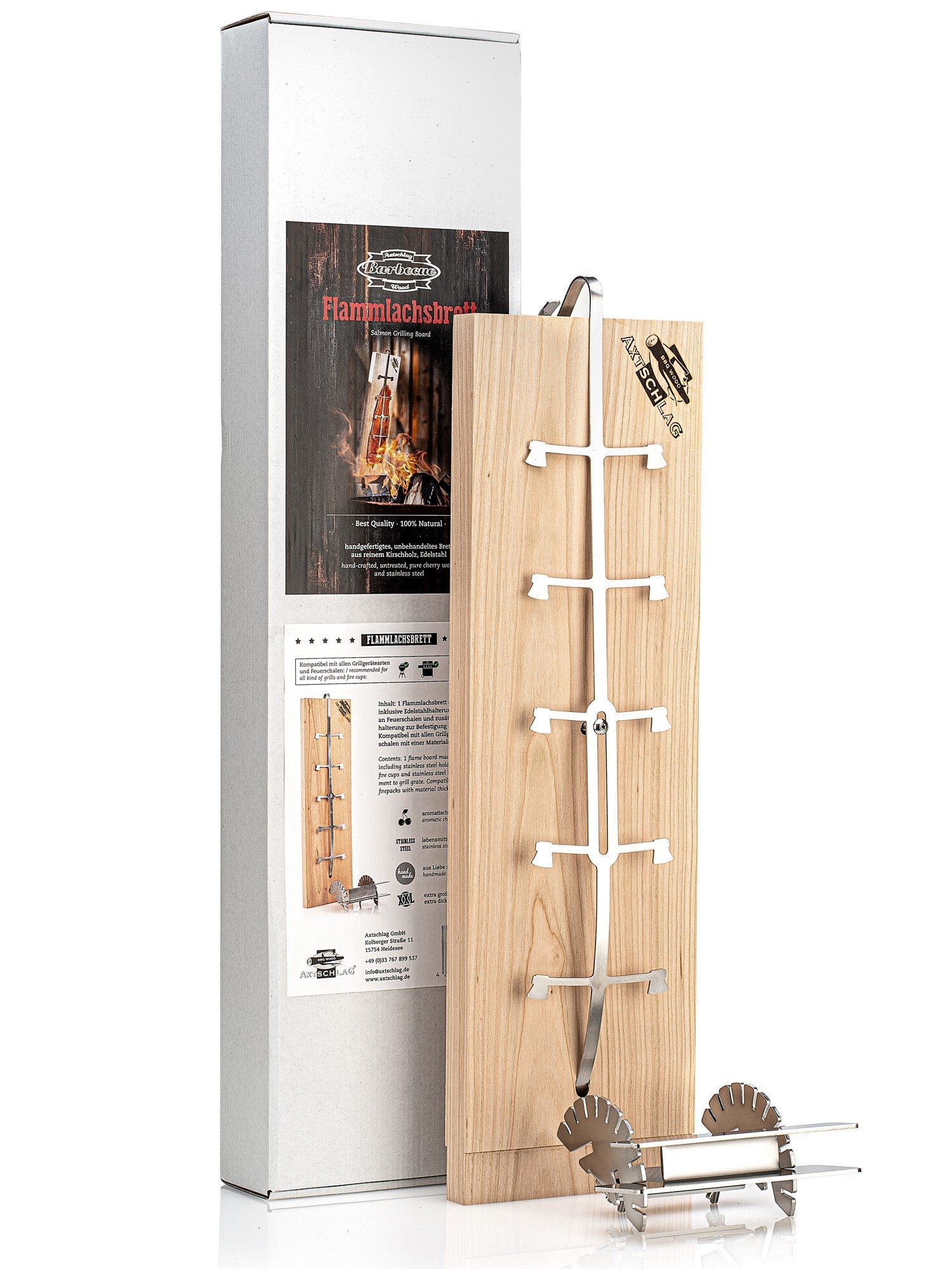 Axtschlag Flammlachsbrett Premium Kirsche - Für ambitionierte Griller