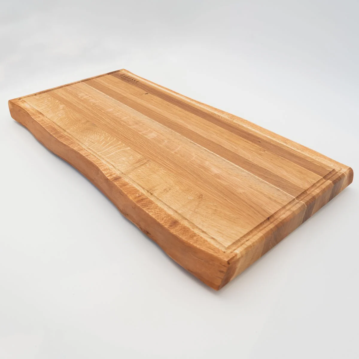 BABOSSA | Eichen Schneidebrett XL | Naturkante | Saftrille | 70x40x6 cm